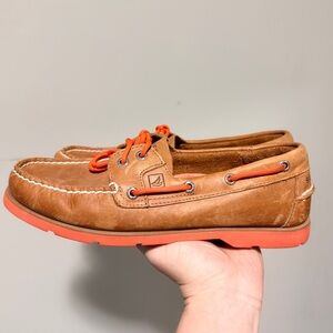 Sperry Topsider Dock Shoes Size 8.5 Brown Orange